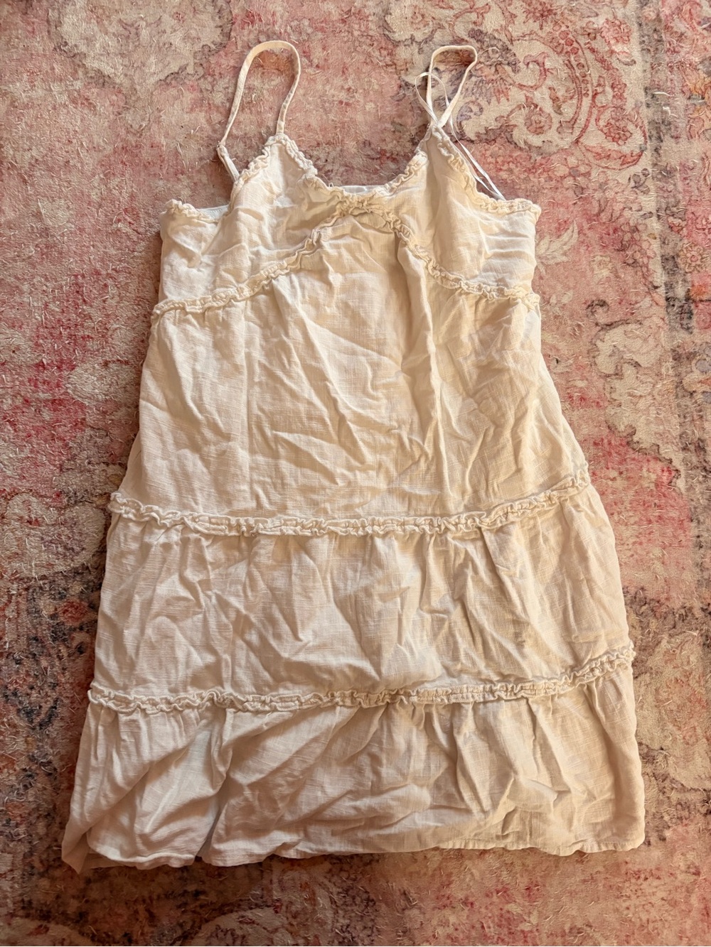 GB girls Cream Tiered Sundress with Spaghetti Straps